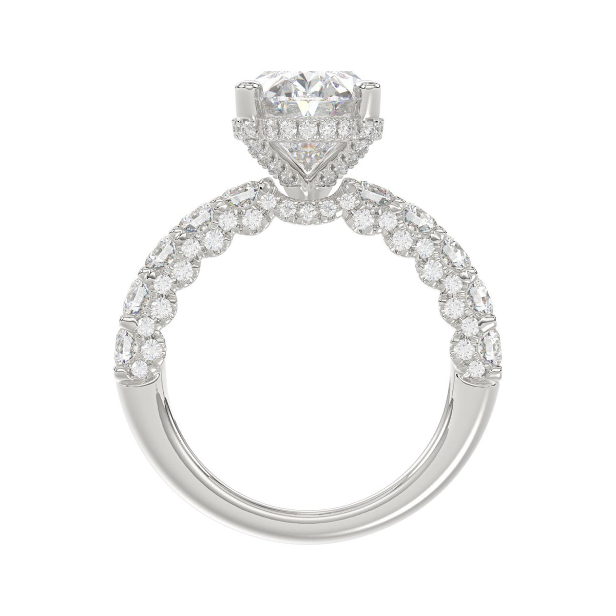 14K White Gold 5 1/2Ct Oval & Round Diamond Engagement Ring Women Bridal Wedding Ring 4Ct Oval Center Stone (Color F-G -Clarity Vs1/Vs2)