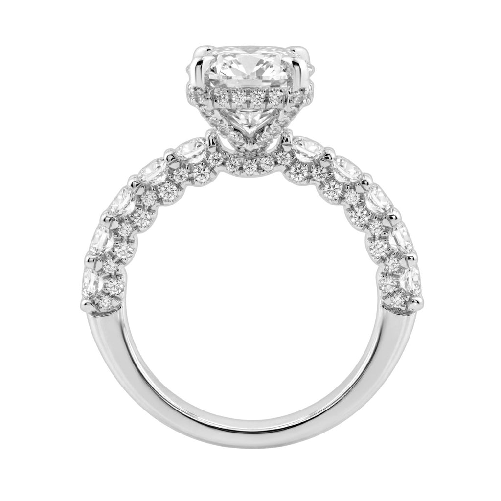 14K White Gold 5 1/2Ct Oval & Round Diamond Engagement Ring Women Bridal Wedding Ring 4Ct Oval Center Stone (Color F-G -Clarity Vs1/Vs2)