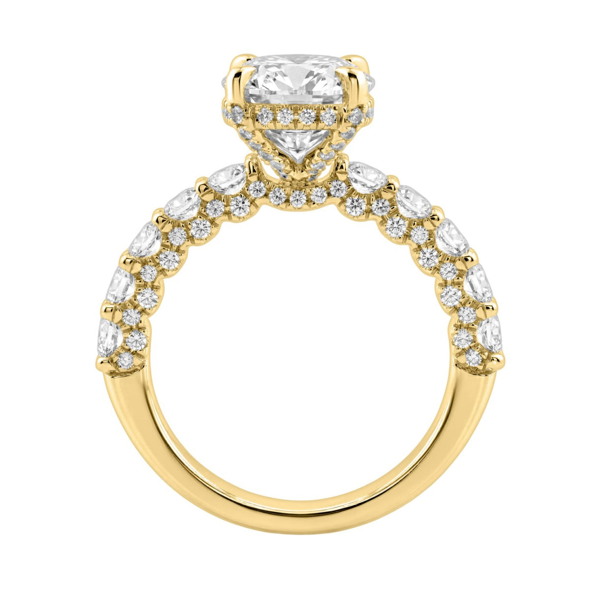 14K Yellow Gold 5 1/2Ct Oval & Round Diamond Engagement Ring Women Bridal Wedding Ring 4Ct Oval Center Stone (Color F-G -Clarity Vs1/Vs2)