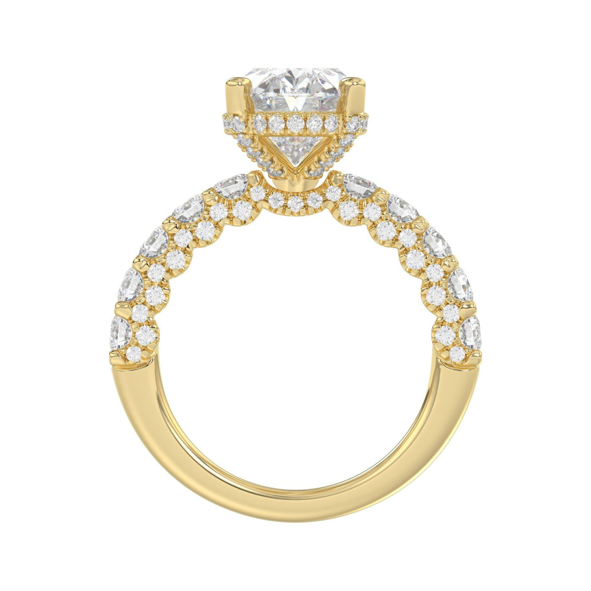 14K Yellow Gold 5 1/2Ct Oval & Round Diamond Engagement Ring Women Bridal Wedding Ring 4Ct Oval Center Stone (Color F-G -Clarity Vs1/Vs2)