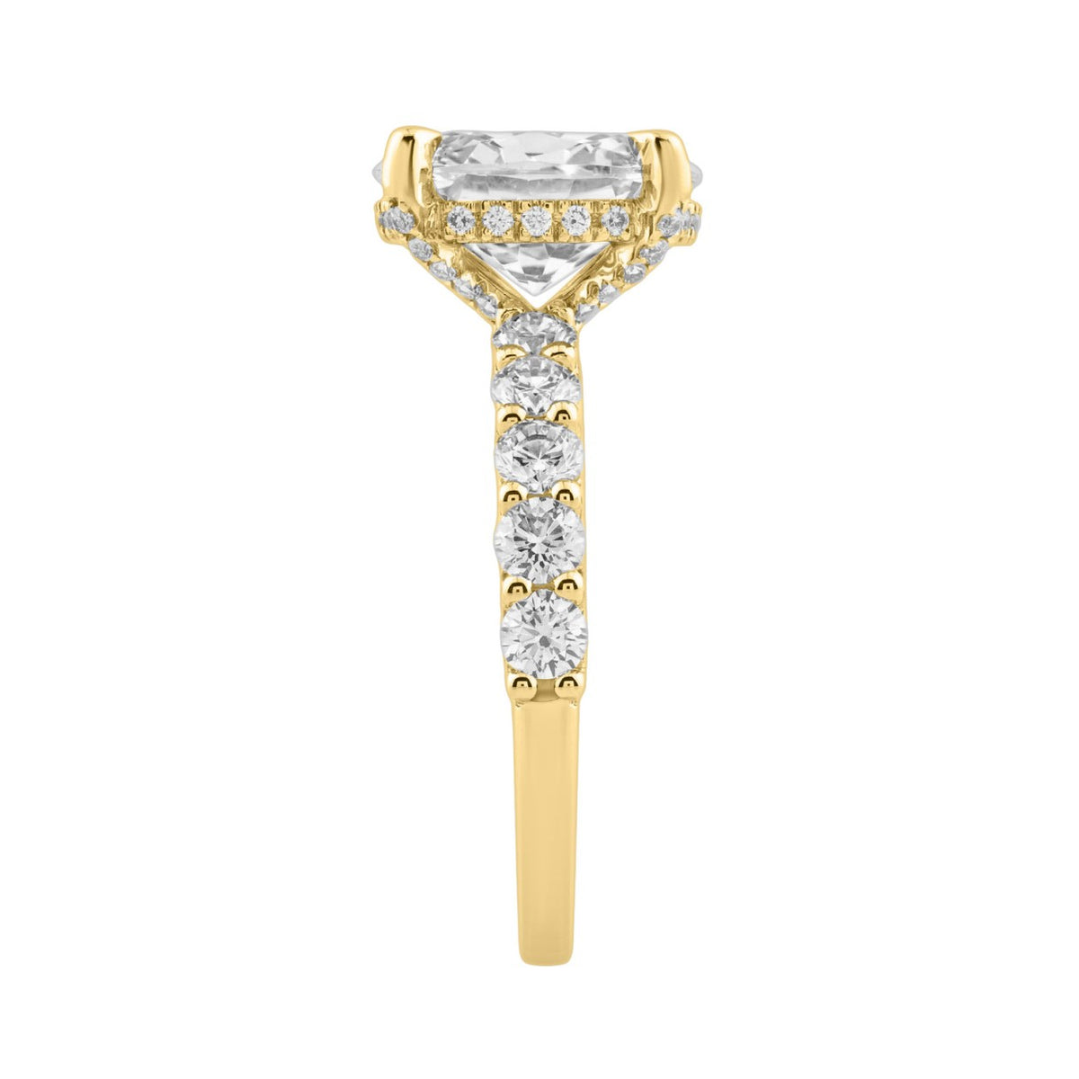 14K Yellow Gold 5 1/2Ct Oval & Round Diamond Engagement Ring Women Bridal Wedding Ring 4Ct Oval Center Stone (Color F-G -Clarity Vs1/Vs2)