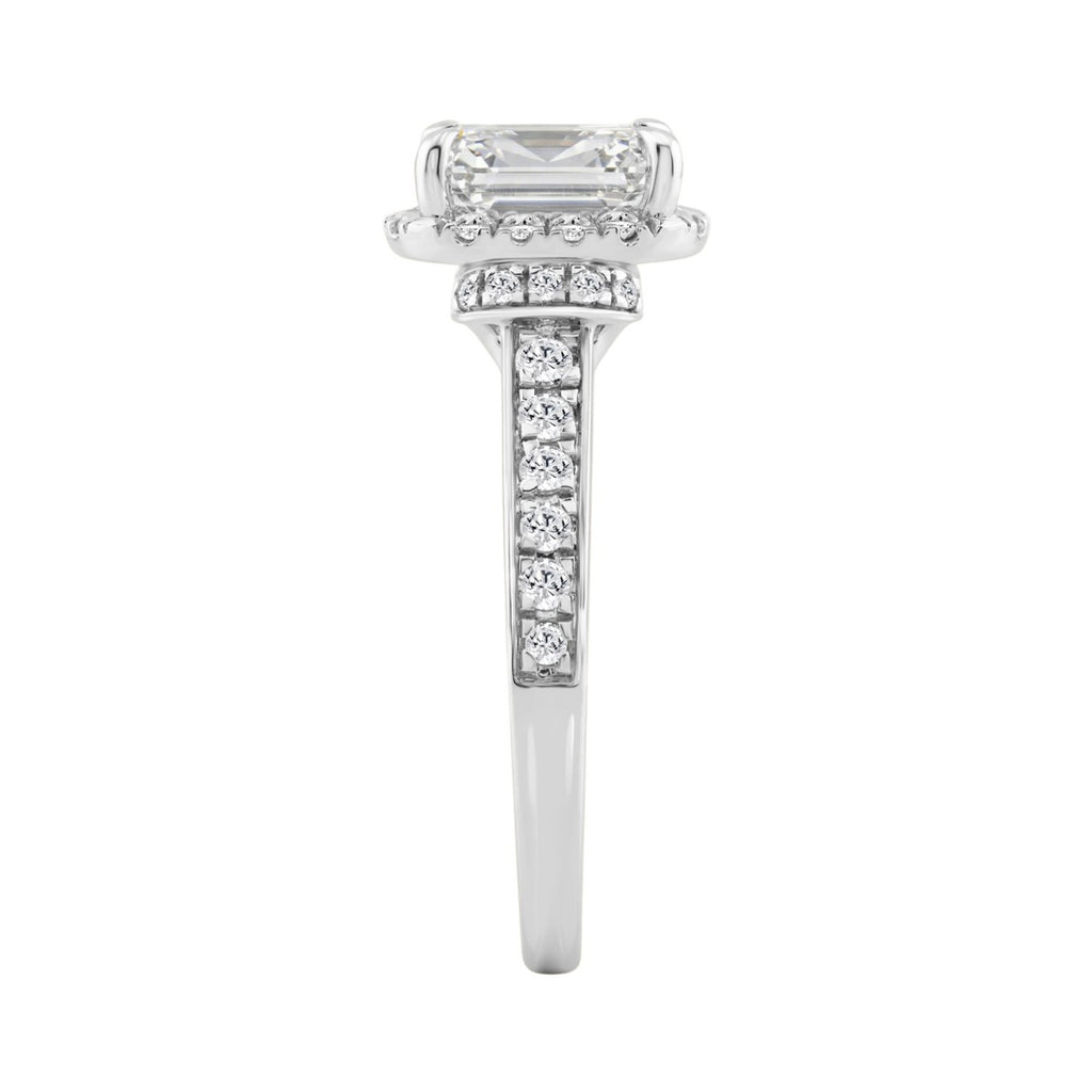 14K White Gold 2 1/2Ct Elongated Cushion Cut Diamond Halo Engagement Ring With Round Diamonds Bridal Ring For Women 2Ct Cushion Center Stone (Color F-G -Clarity Vs1/Vs2)