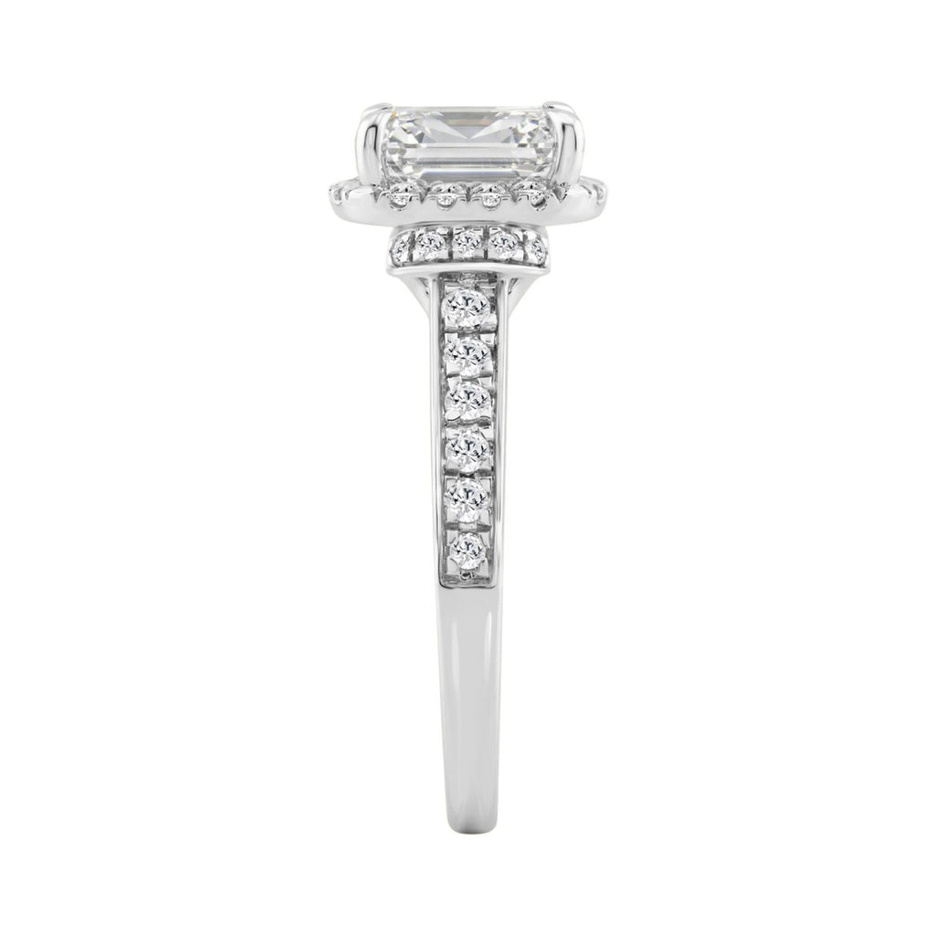 14K White Gold 2 1/2Ct Elongated Cushion Cut Diamond Halo Engagement Ring With Round Diamonds Bridal Ring For Women 2Ct Cushion Center Stone (Color F-G -Clarity Vs1/Vs2)