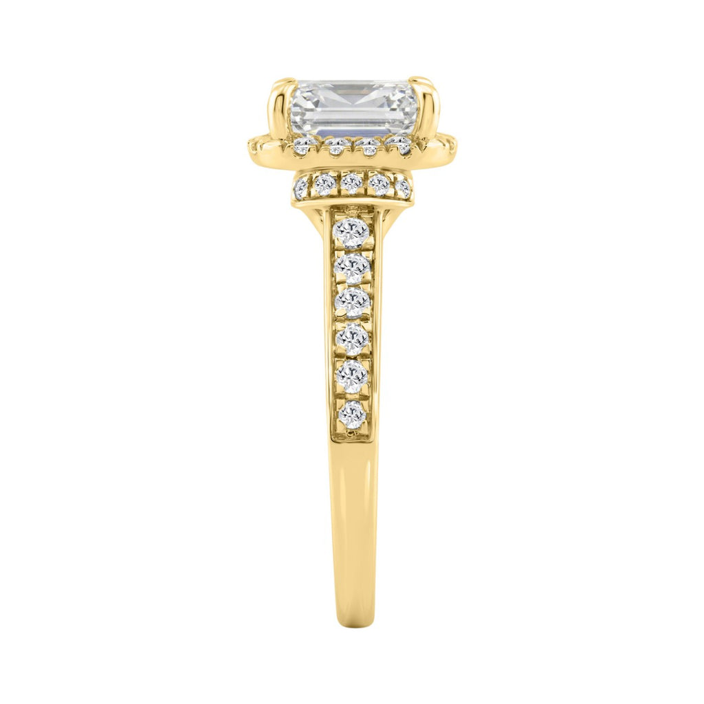 14K Yellow Gold 2 1/2Ct Elongated Cushion Cut Diamond Halo Engagement Ring With Round Diamonds Bridal Ring For Women 2Ct Cushion Center Stone (Color F-G -Clarity Vs1/Vs2)