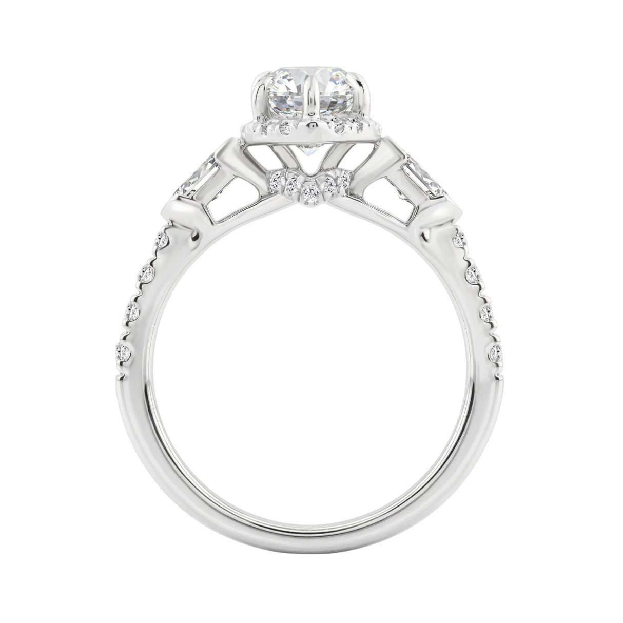 Luxury 14K White Gold 3.00 Ct Marquise, Oval And Round Diamond Halo Bridal Engagement Ring For Women 2Ct Marquise Center Stone (Color F-G -Clarity Vs1/Vs2)