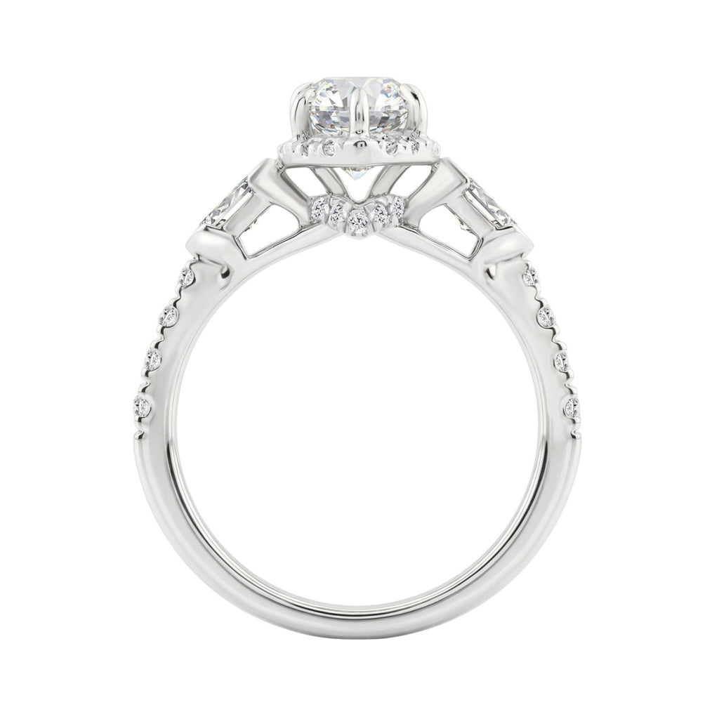 Luxury 14K White Gold 3.00 Ct Marquise, Oval And Round Diamond Halo Bridal Engagement Ring For Women 2Ct Marquise Center Stone (Color F-G -Clarity Vs1/Vs2)