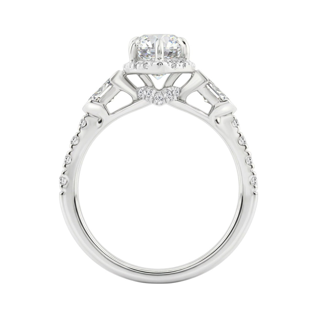 Luxury 14K White Gold 3.00 Ct Marquise, Oval And Round Diamond Halo Bridal Engagement Ring For Women 2Ct Marquise Center Stone (Color F-G -Clarity Vs1/Vs2)