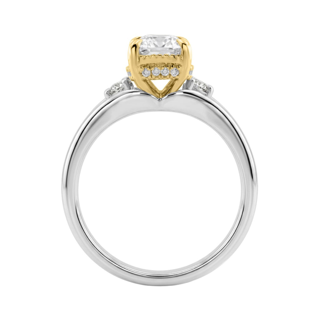 Luxury 14K White/Yellow Gold Diamond Engagement Ring 2 1/4Ct Elongated Cushion Center With Round Side Stones, Women Ring 2Ct Cushion Center Stone (Color F-G -Clarity Vs1/Vs2)