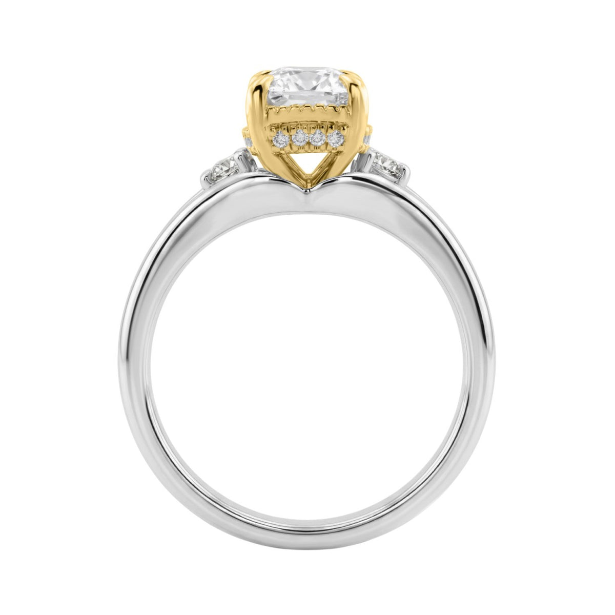 Luxury 14K White/Yellow Gold Diamond Engagement Ring 2 1/4Ct Elongated Cushion Center With Round Side Stones, Women Ring 2Ct Cushion Center Stone (Color F-G -Clarity Vs1/Vs2)