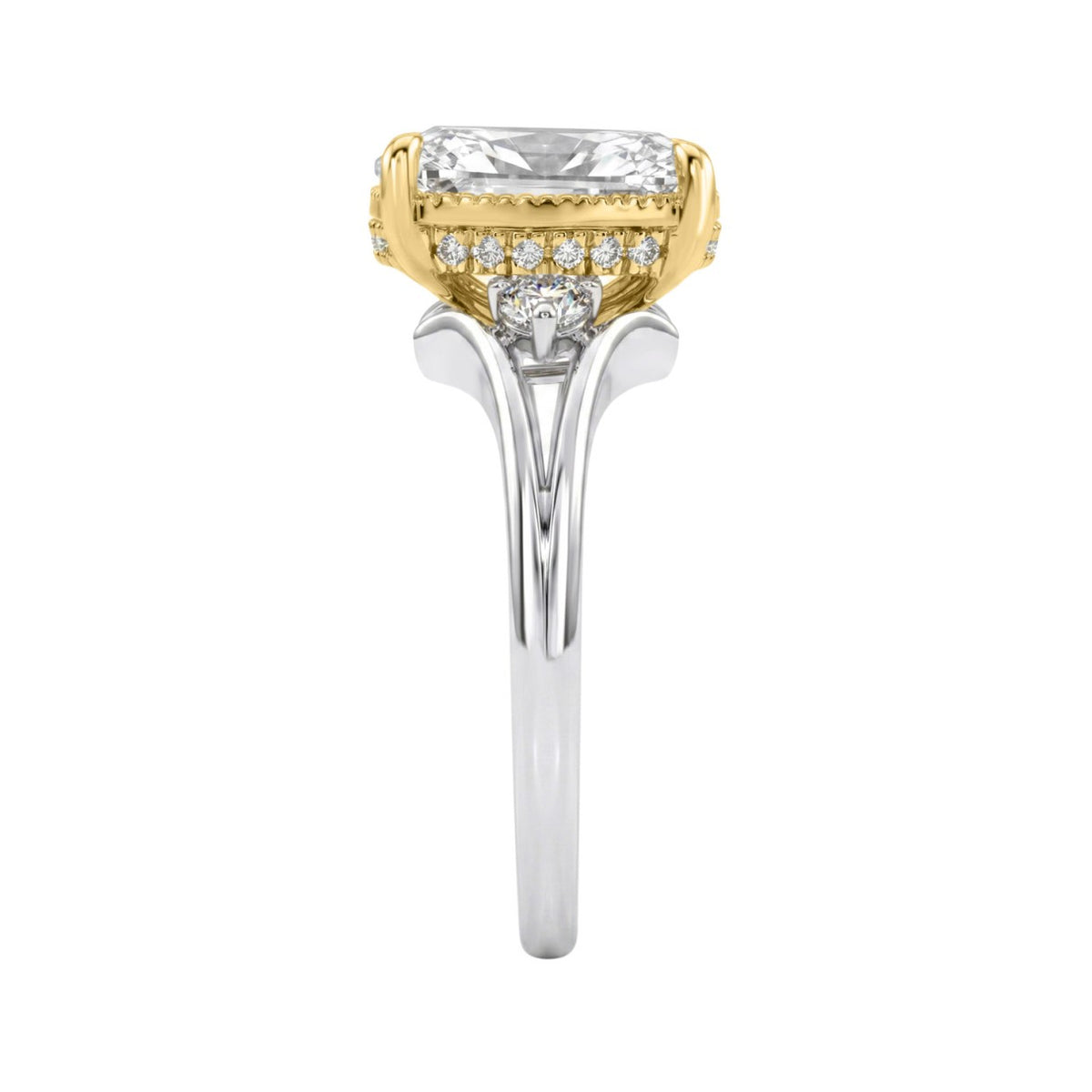 Luxury 14K White/Yellow Gold Diamond Engagement Ring 2 1/4Ct Elongated Cushion Center With Round Side Stones, Women Ring 2Ct Cushion Center Stone (Color F-G -Clarity Vs1/Vs2)