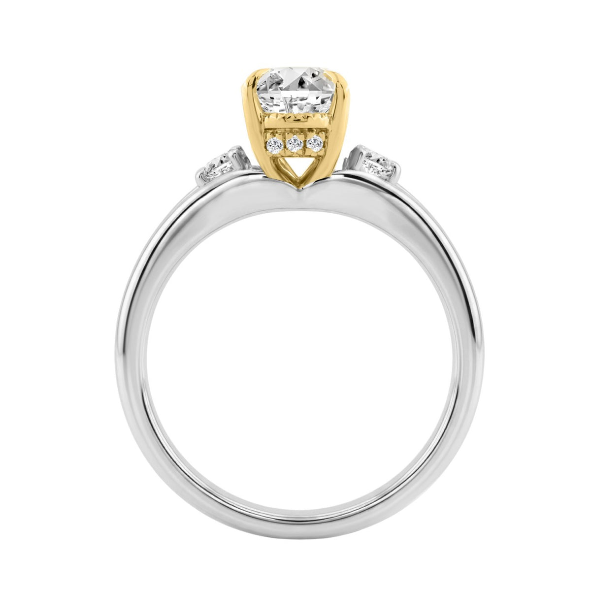 Elegance14K White/Yellow Gold Diamond Engagement Ring 2 1/4Ct Elongated Oval Center With Round Side Stones, Women Ring 2Ct  ELONGATED Oval Center Stone (Color F-G -Clarity Vs1/Vs2)