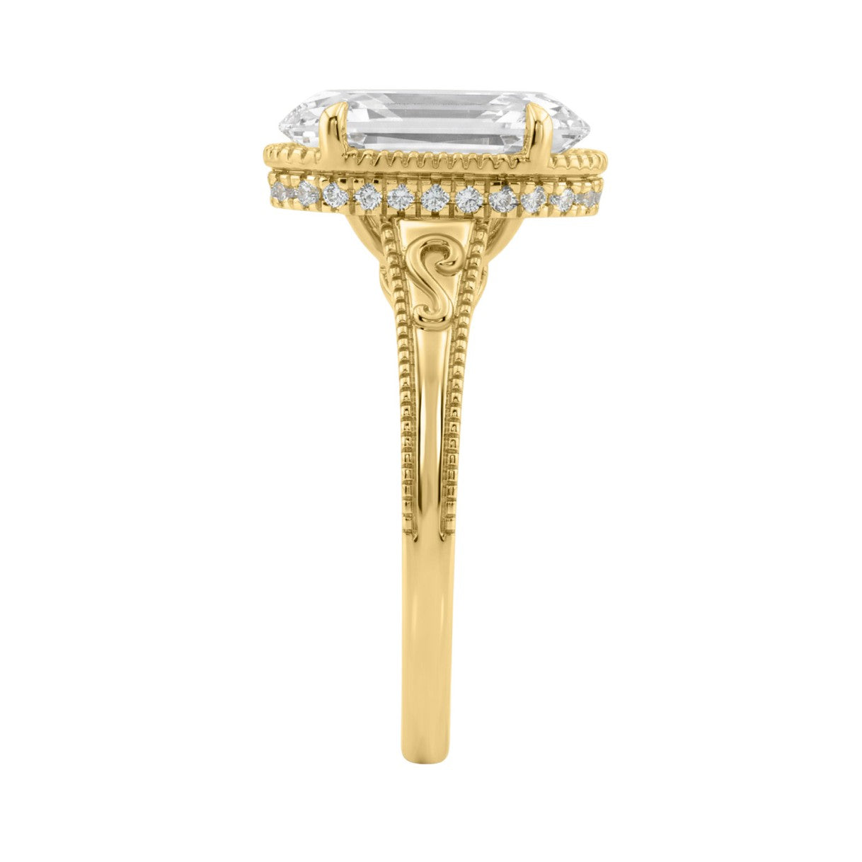 LADIES 14K Yellow Gold 2 1/6Ct Diamond Engagement Ring Elongated Oval Cut Center With Round Side Stones, Elegant Fine Ring 2Ct Oval Center Stone (Color F-G -Clarity Vs1/Vs2)