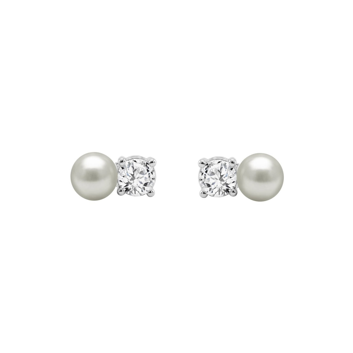 10K WHITE GOLD 1/4CT ROUND DIAMOND PEARL FASHION LADIES EARRINGS  CLASSIC FINE JEWELRY FOR HER (COLOR F-G CLARITY VS1/VS2)