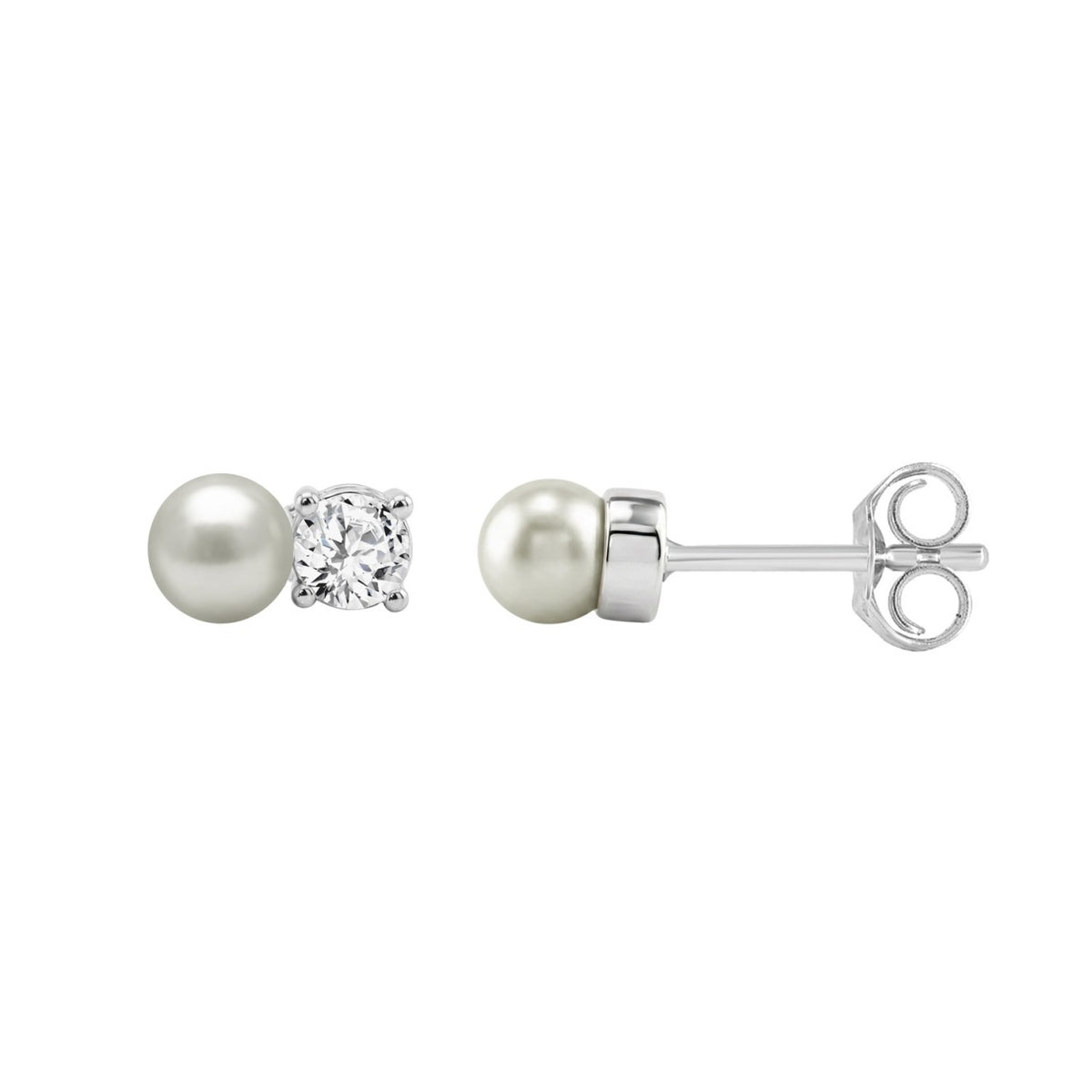 10K WHITE GOLD 1/4CT ROUND DIAMOND PEARL FASHION LADIES EARRINGS  CLASSIC FINE JEWELRY FOR HER (COLOR F-G CLARITY VS1/VS2)