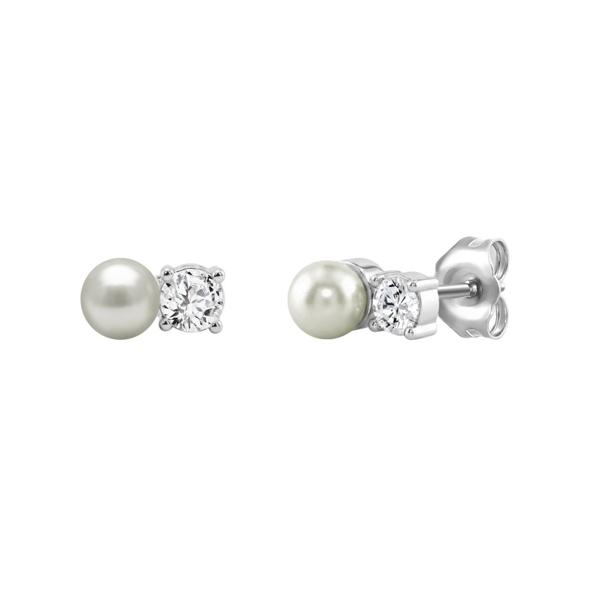10K WHITE GOLD 1/4CT ROUND DIAMOND PEARL FASHION LADIES EARRINGS  CLASSIC FINE JEWELRY FOR HER (COLOR F-G CLARITY VS1/VS2)