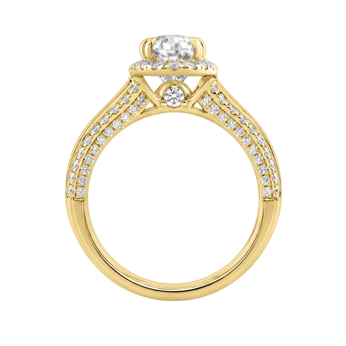 14K Yellow Gold 3.00 Ct Diamond Halo Engagement Ring For Women Elongated 2Ct Oval Cut Center Stone With Round & Baguette Side Stones, Luxury Bridal Ring (Color F-G -Clarity Vs1/Vs2)