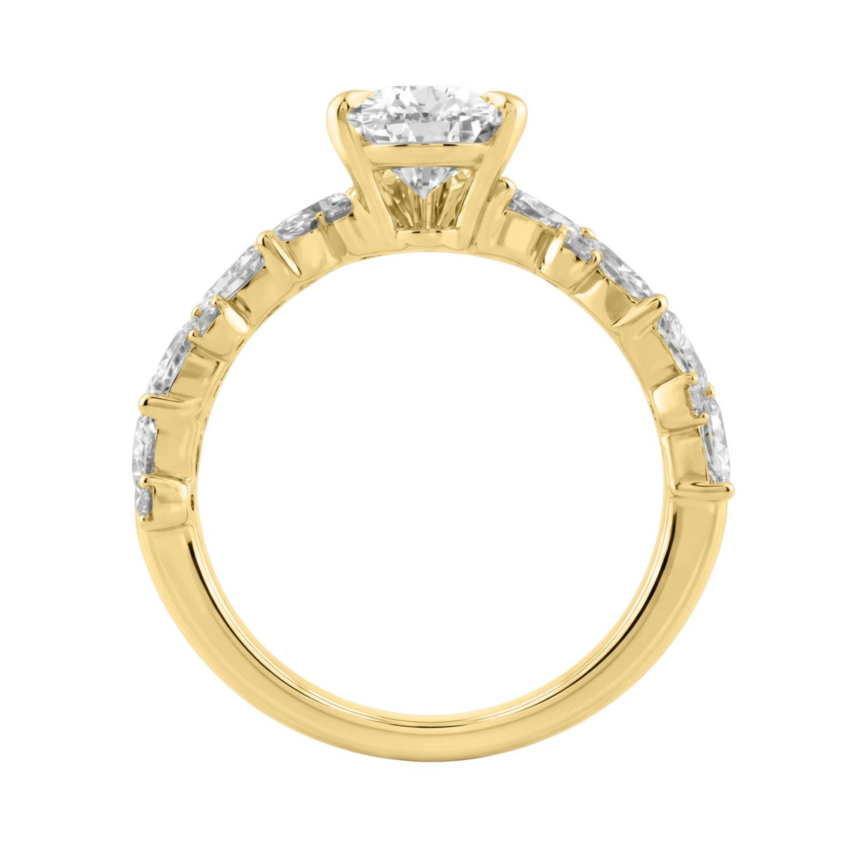 14K Yellow Gold 3.00 Ct Diamond Halo Engagement Ring For Women Elongated 2Ct Pear Cut Center Stone With Round &amp; Marquise Side Stones, Luxury Bridal Ring (Color F-G -Clarity Vs1/Vs2)