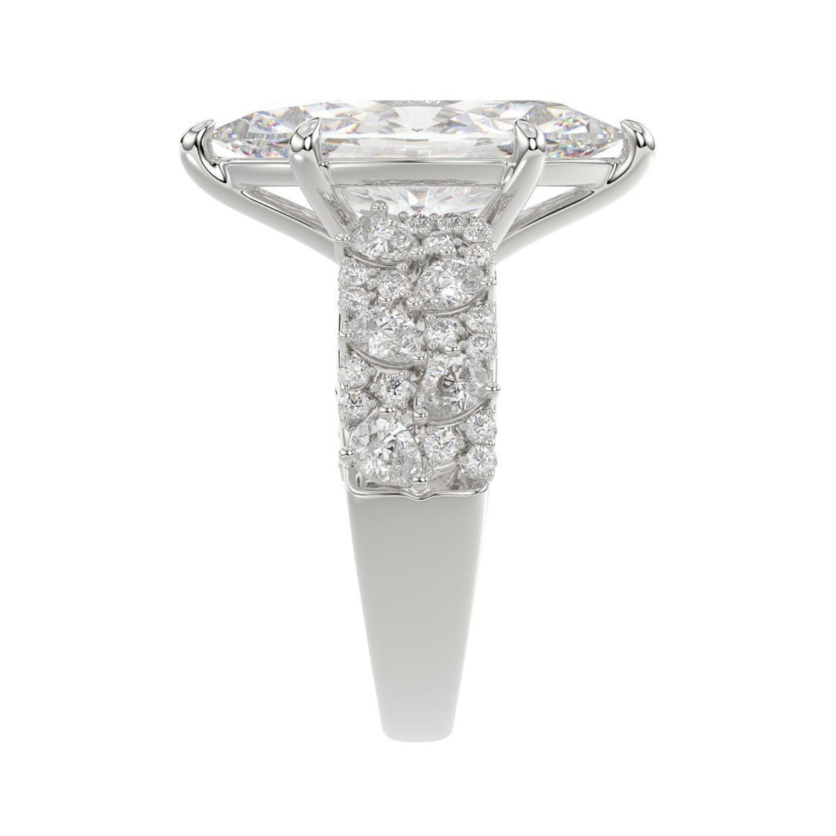 Luxury 14K White Gold Diamond Ring 6 1/4Ct Marquise Center Stone With Pear &amp; Round Diamonds, Women Fashion Engagement Ring (Color F-G -Clarity Vs1/Vs2)
