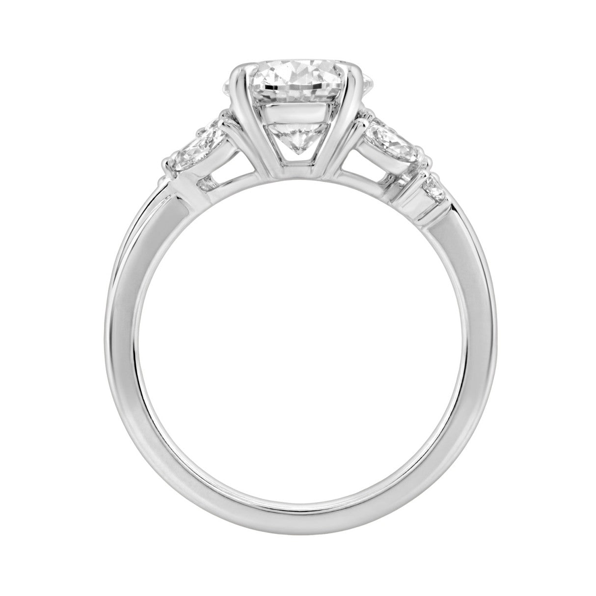 14K White Gold 3 1/2Ct Lab-Grown Diamond Engagement Ring For Women 3Ct Oval Center With Marquise &amp; Round Side Stones, Elegant Bridal Ring (Color F-G -Clarity Vs1/Vs2)