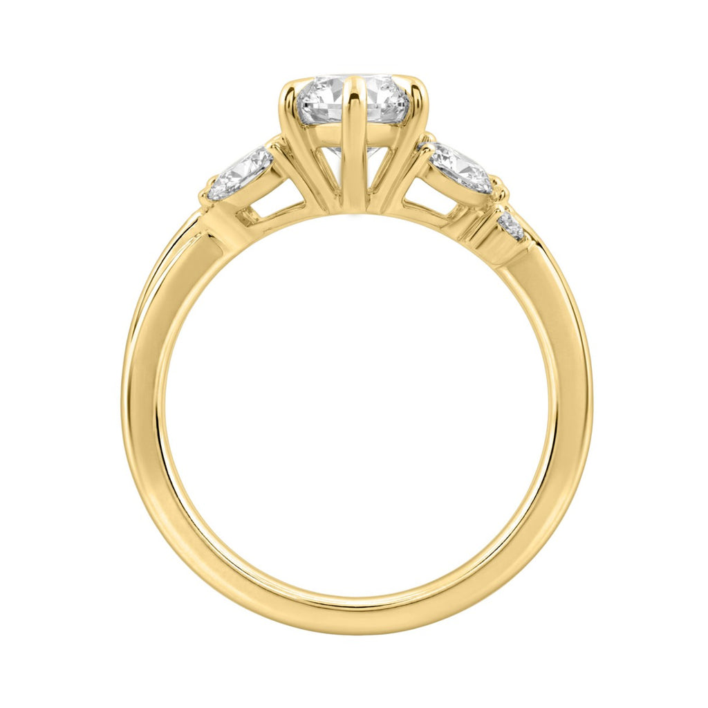14K Yellow Gold 3 1/2Ct Lab-Grown Diamond Engagement Ring For Women 3Ct Marquise Center With Round Side Stones, Elegant Fashion Bridal Ring (Color F-G -Clarity Vs1/Vs2)