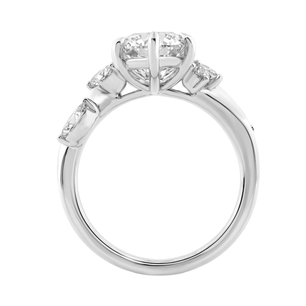 14K White Gold 5 1/2Ct Lab-Grown Diamond Engagement Ring For Women 5Ct Marquise Center Stone With Round Side Stones, Luxury Bridal Ring (Color F-G -Clarity Vs1/Vs2)