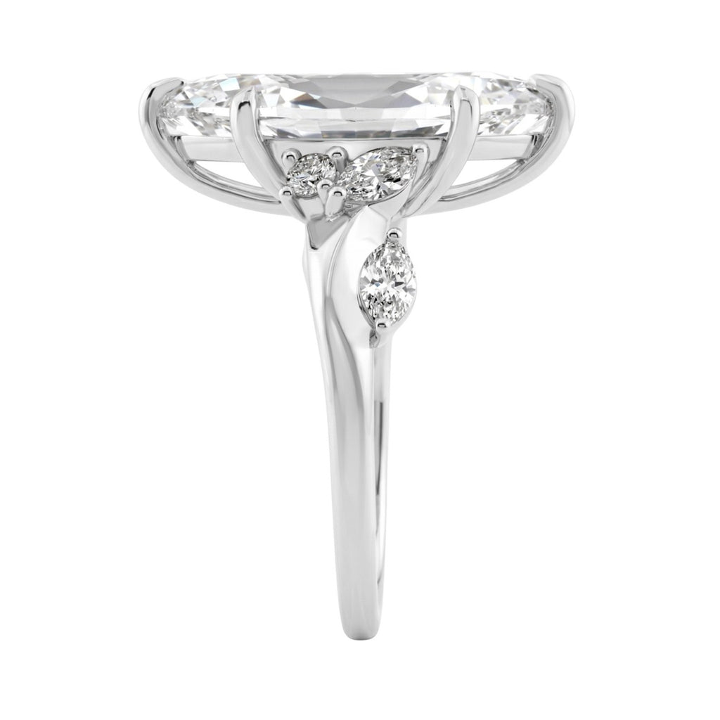 14K White Gold 5 1/2Ct Lab-Grown Diamond Engagement Ring For Women 5Ct Marquise Center Stone With Round Side Stones, Luxury Bridal Ring (Color F-G -Clarity Vs1/Vs2)