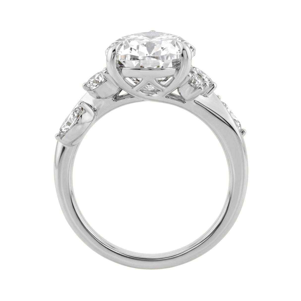 14K White Gold 5 1/2Ct Lab-Grown Diamond Engagement Ring For Women 5Ct Pear Center Stone With Marquise/Round Side Stones, Luxury Bridal Ring (Color F-G -Clarity Vs1/Vs2)