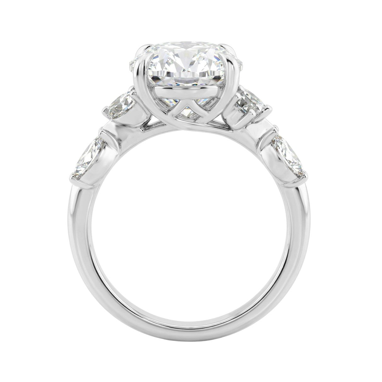 14K White Gold 5 1/2Ct Lab-Grown Diamond Engagement Ring For Women 5Ct Oval Center Stone With Marquise/Round Side Stones, Luxury Bridal Ring (Color F-G -Clarity Vs1/Vs2)