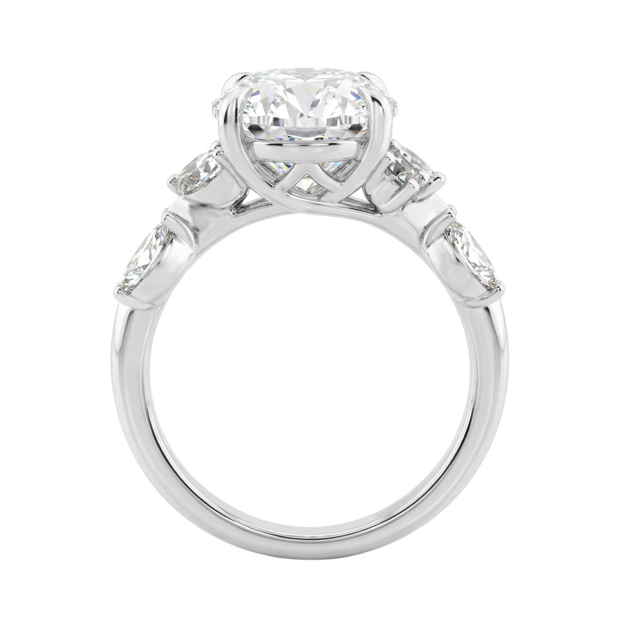 14K White Gold 5 1/2Ct Lab-Grown Diamond Engagement Ring For Women 5Ct Oval Center Stone With Marquise/Round Side Stones, Luxury Bridal Ring (Color F-G -Clarity Vs1/Vs2)