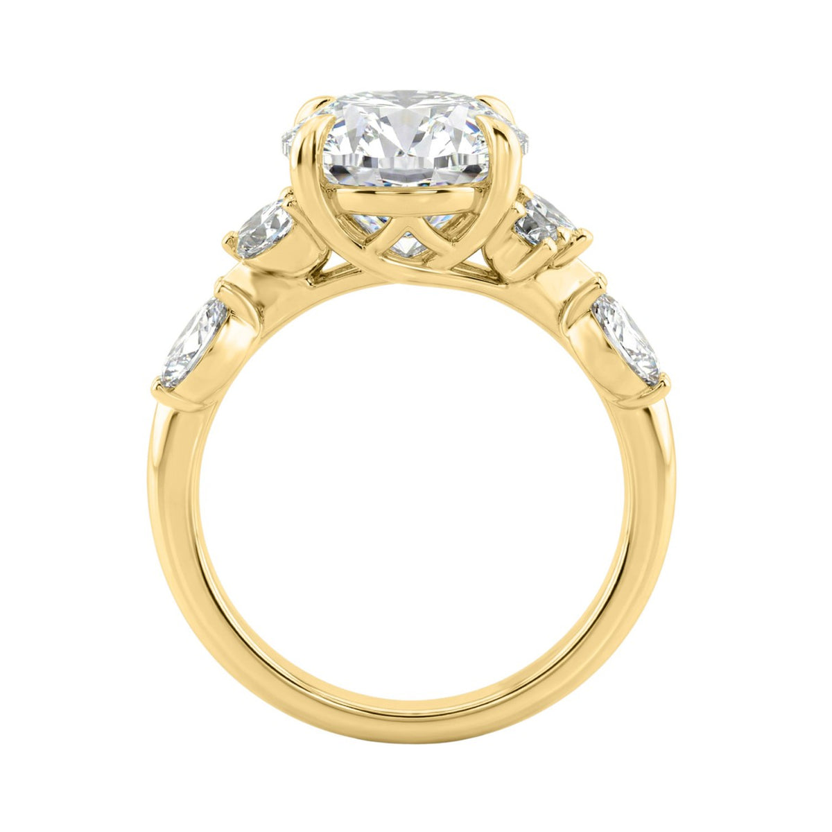 14K Yellow Gold 5 1/2Ct Lab-Grown Diamond Engagement Ring For Women 5Ct Oval Center Stone With Marquise/Round Side Stones, Luxury Bridal Ring (Color F-G -Clarity Vs1/Vs2)