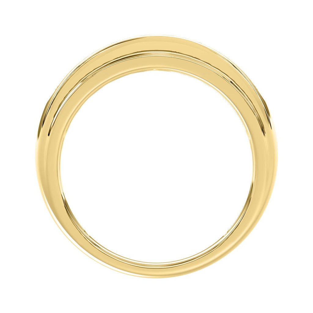 Luxury 14K Yellow Gold 1.00Ct Men'S Round Cut Lab Grown Diamond Band