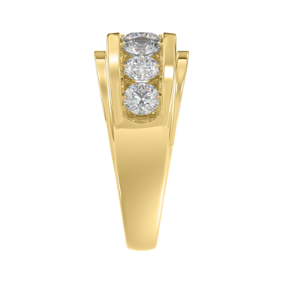 Elegant 14K Yellow Gold 2.00Ct Men's Round Cut Lab Grown Diamond Band