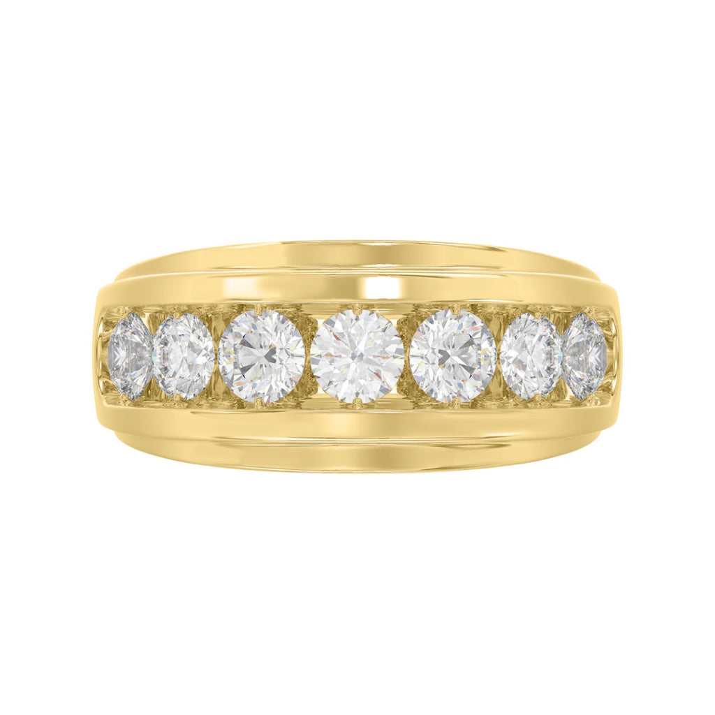 Elegant 14K Yellow Gold 2.00Ct Men's Round Cut Lab Grown Diamond Band