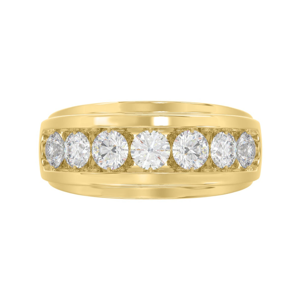 Elegant 14K Yellow Gold 2.00Ct Men's Round Cut Lab Grown Diamond Band