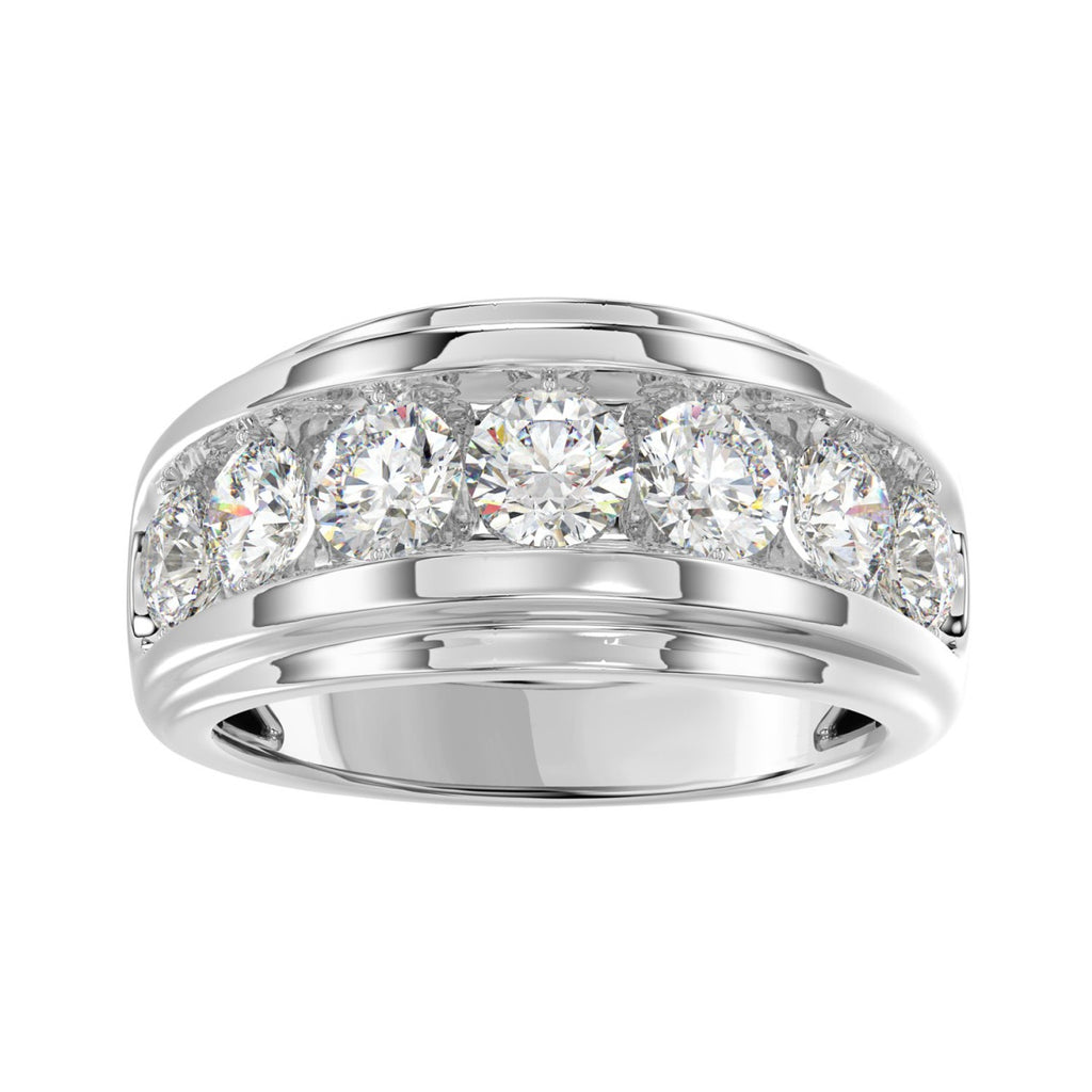 Elegant 14K White Gold 3.00Ct Men's Round Cut Lab Grown Diamond Band