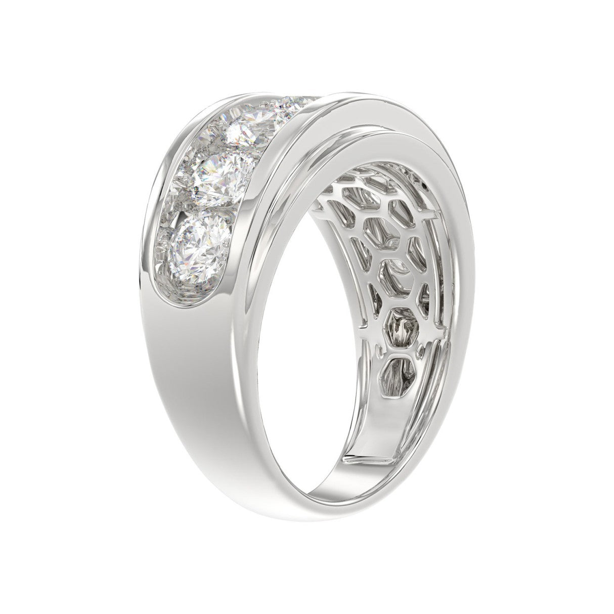 Elegant 14K White Gold 3.00Ct Men's Round Cut Lab Grown Diamond Band