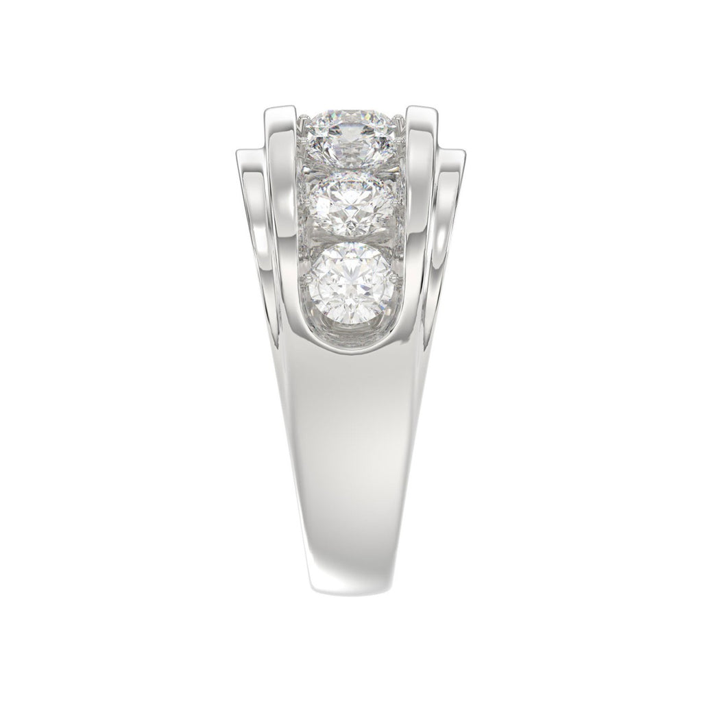 Elegant 14K White Gold 3.00Ct Men's Round Cut Lab Grown Diamond Band