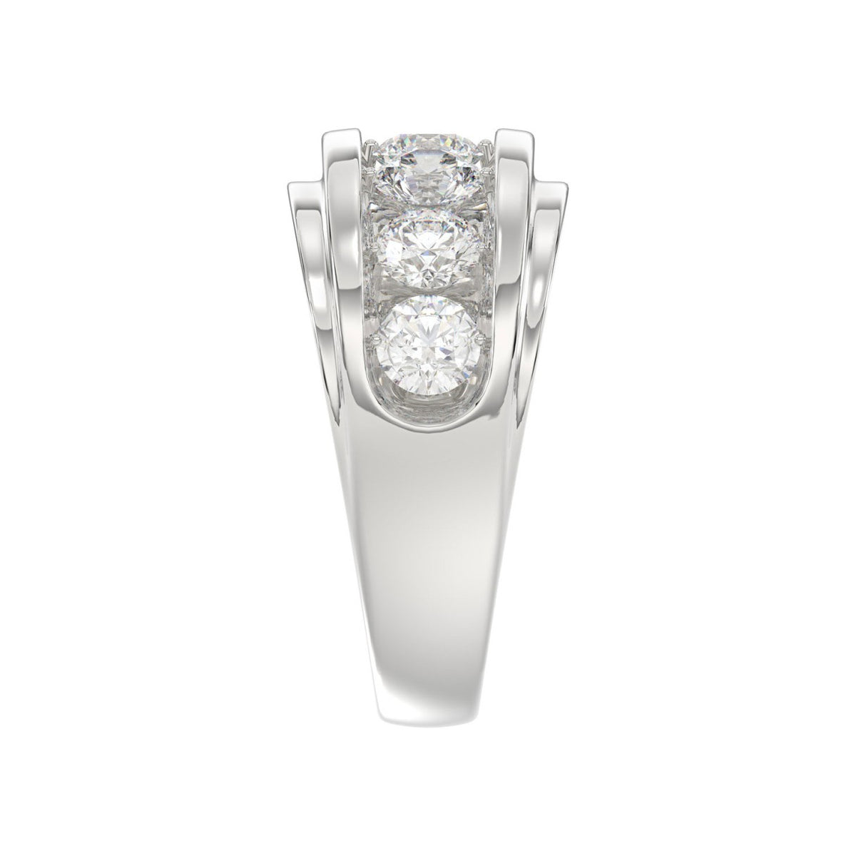 Elegant 14K White Gold 3.00Ct Men's Round Cut Lab Grown Diamond Band