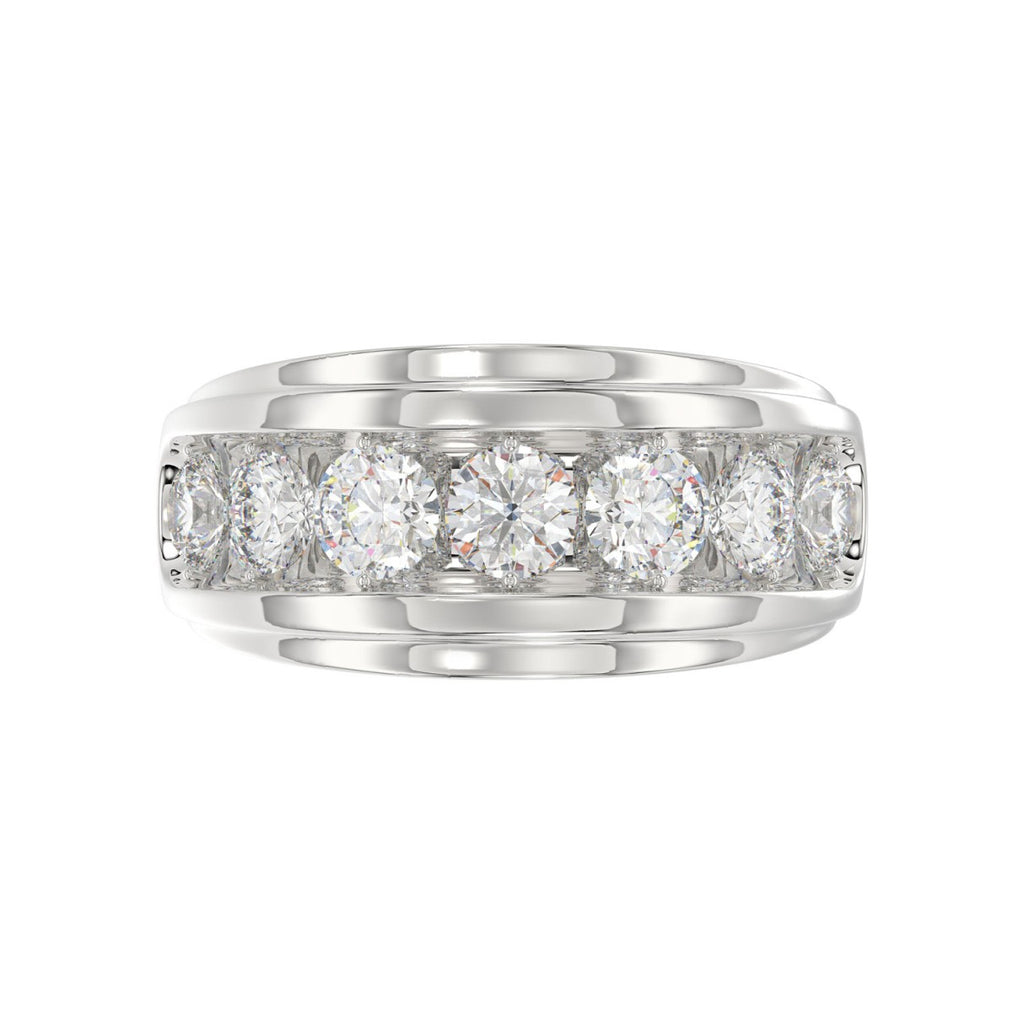 Elegant 14K White Gold 3.00Ct Men's Round Cut Lab Grown Diamond Band