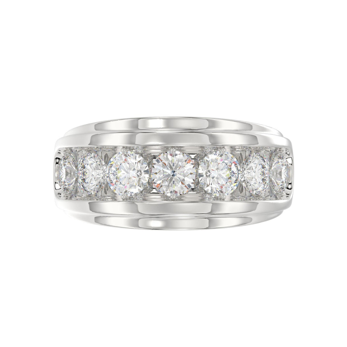 Elegant 14K White Gold 3.00Ct Men's Round Cut Lab Grown Diamond Band