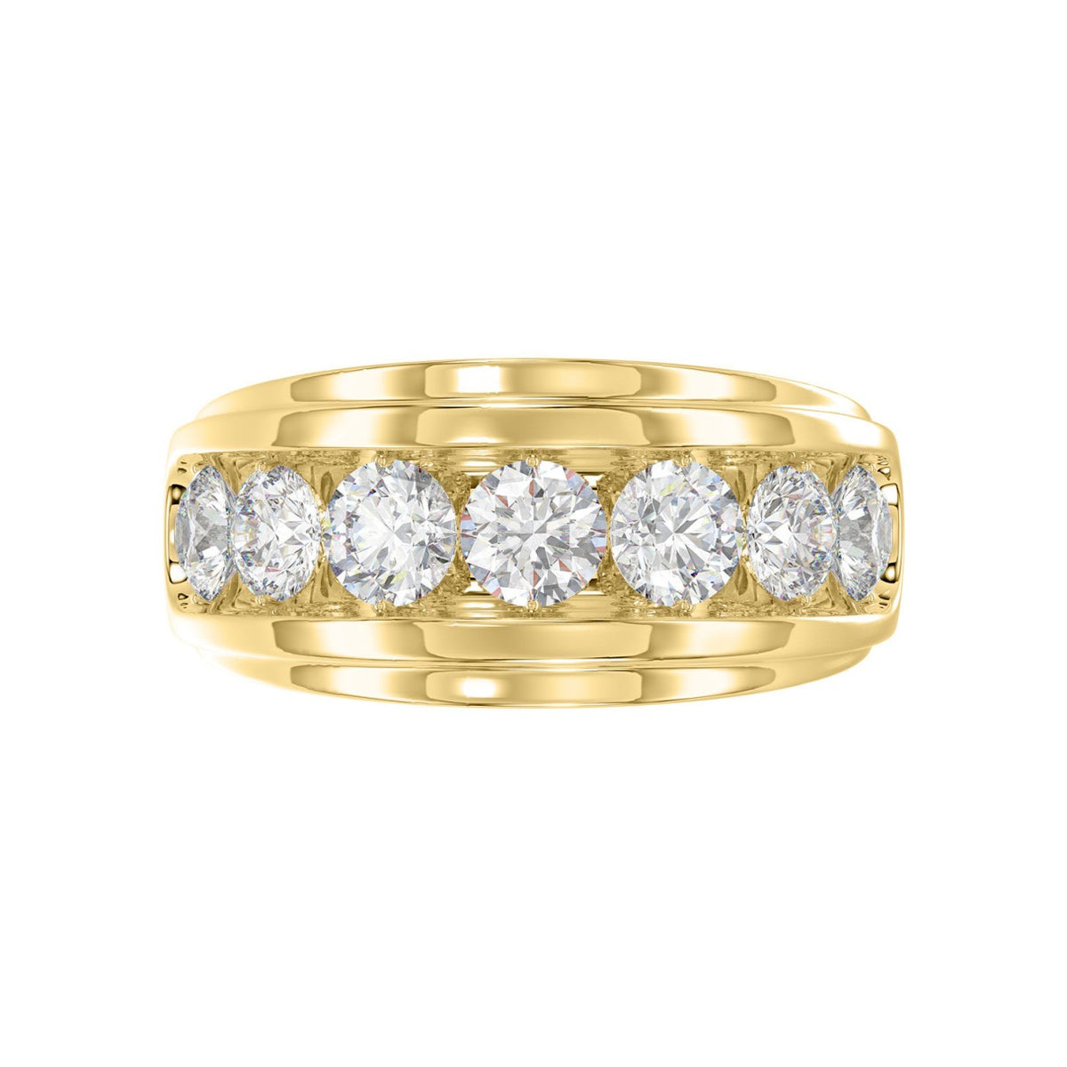 Elegant 14K Yellow Gold 3.00Ct Men's Round Cut Lab Grown Diamond Band