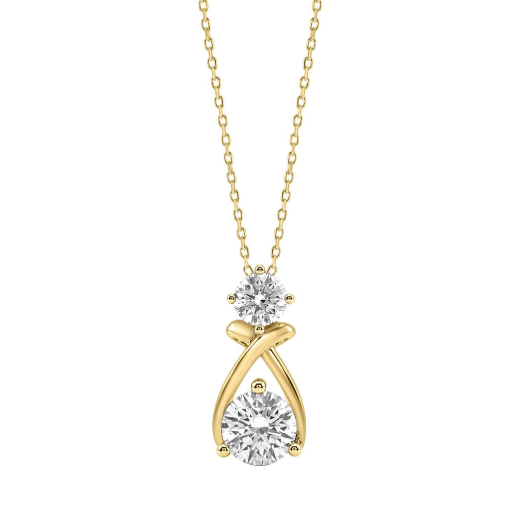 Elegant 14K Yellow Gold Lab Created Diamond Ladies Pendant 1.00Ct Round Cut Infinity Twist Pendant For Her (Color F-G -Clarity Vs1/Vs2)