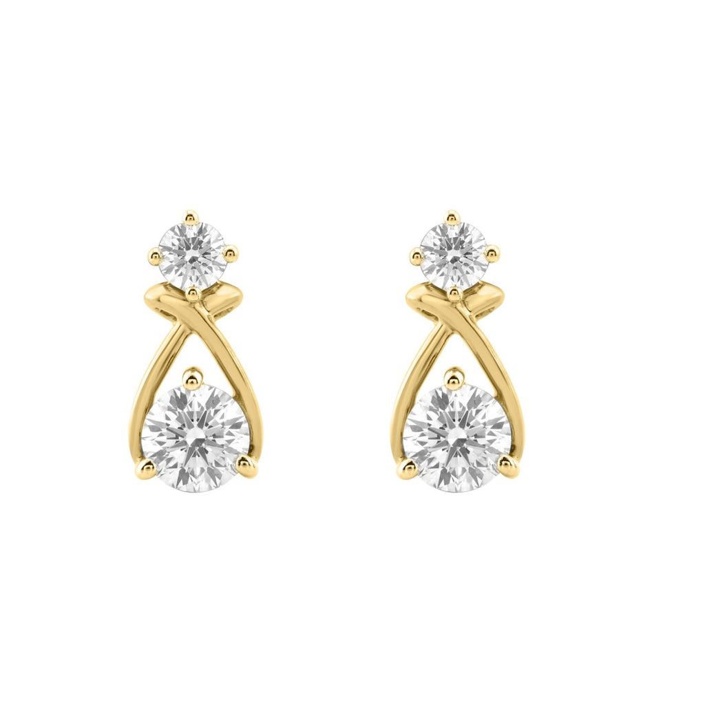 Elegant 14K Yellow Gold Lab Grown Diamond Earrings 1.00Ct Round Cut Diamond Women Fashion Jewelry (Color F-G -Clarity Vs1/Vs2)