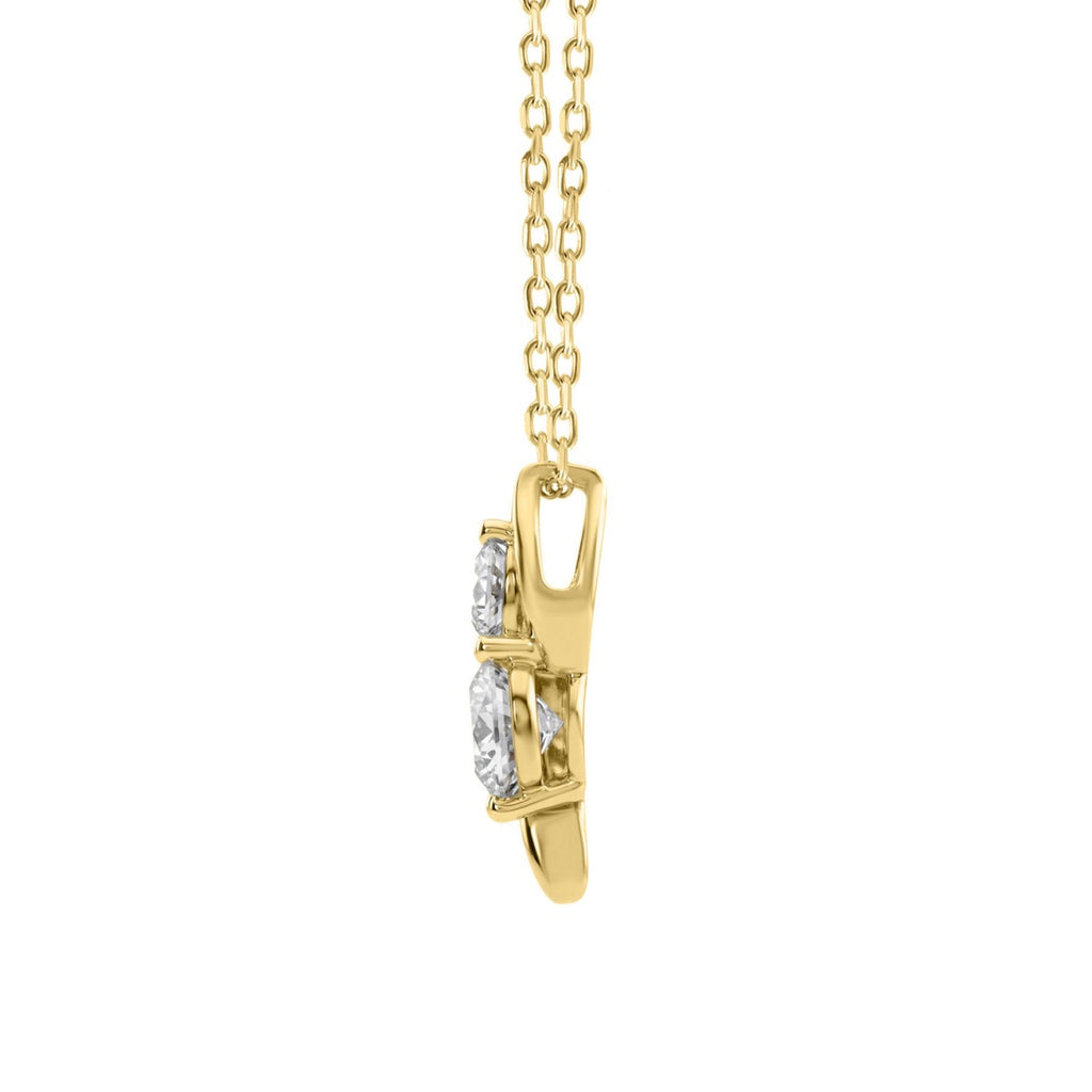 Elegant 14K Yellow Gold Ladies Pendant With 1.00Ct Round Diamonds In A Timeless Two-Stone Design. Complete With Chain And Perfect For Gifting.