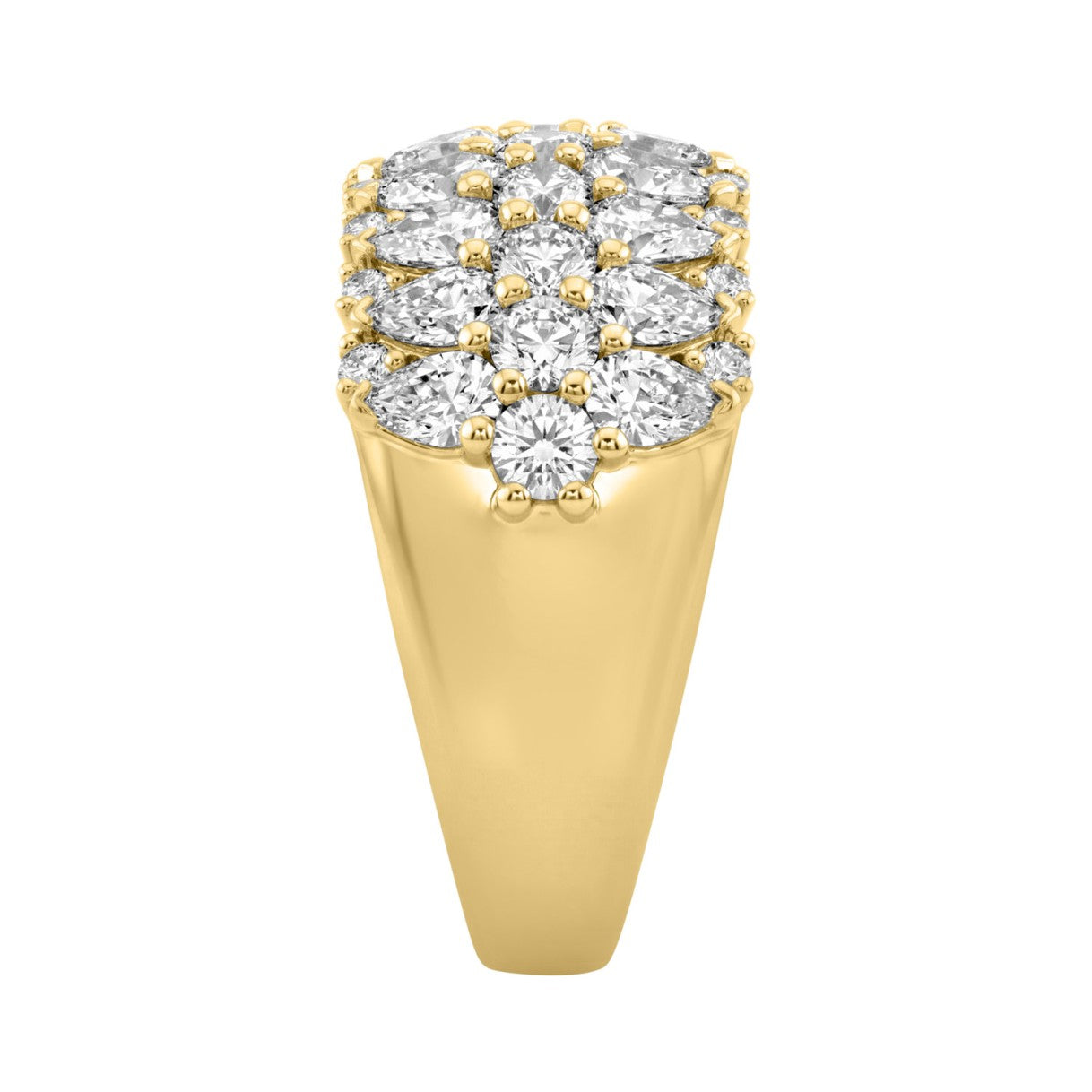 14K Yellow Gold 3.00Ct Multi Shape Diamond Ring Round, Pear & Marquise Cut Cluster Ring For Women (Color F-G -Clarity Vs1/Vs2)