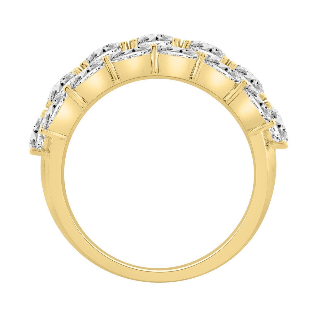 14K Yellow Gold 5 1/3Ct Oval Diamond Cluster Ring For Women Luxury Statement Fashion Ring (Color F-G -Clarity Vs1/Vs2)