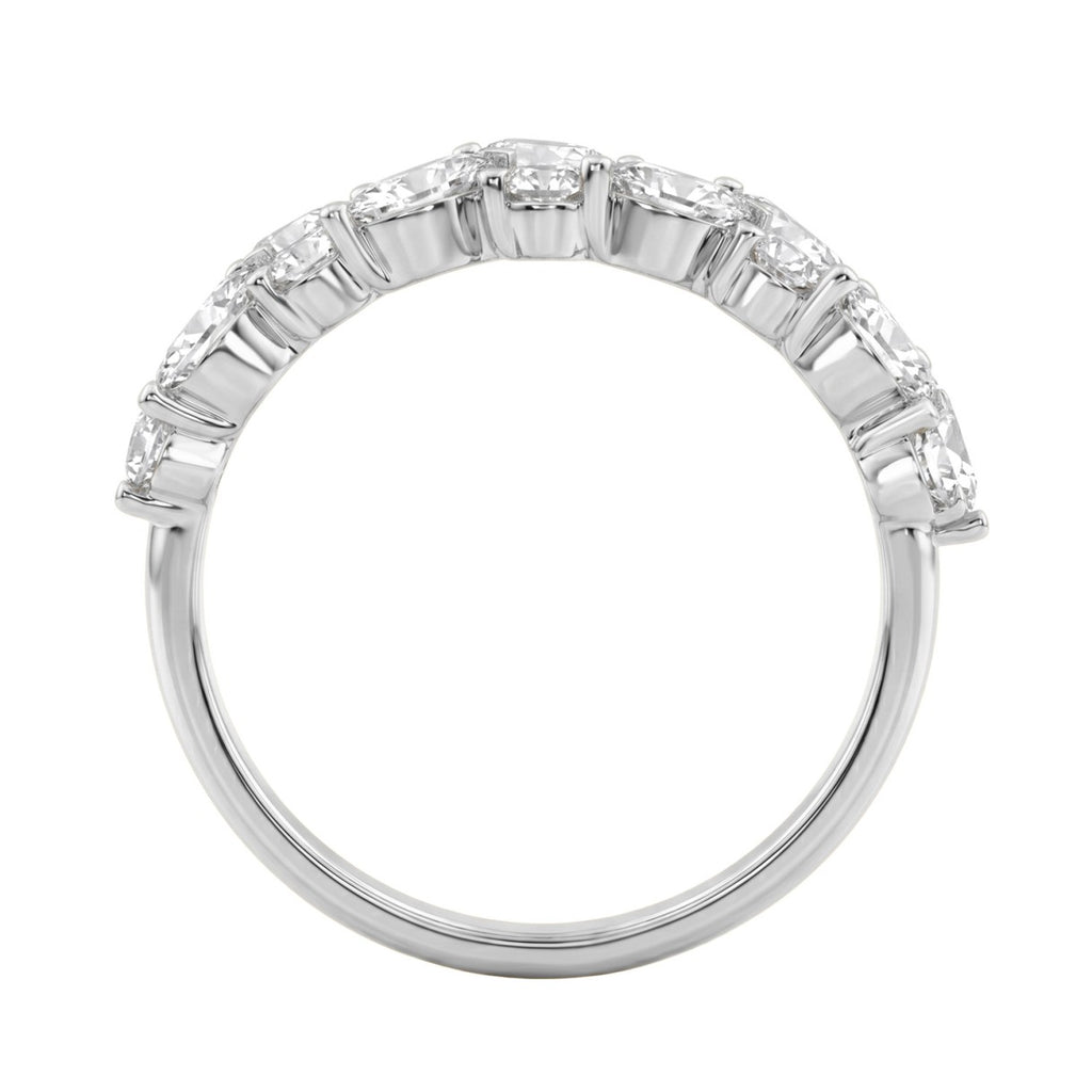 Elegant 14K White Gold 1 1/3Ct Lab Grown Diamond Fashion Ring Alternating Round &amp; Marquise Stones, Ladies Fashion Jewelry (Color F-G -Clarity Vs1/Vs2)
