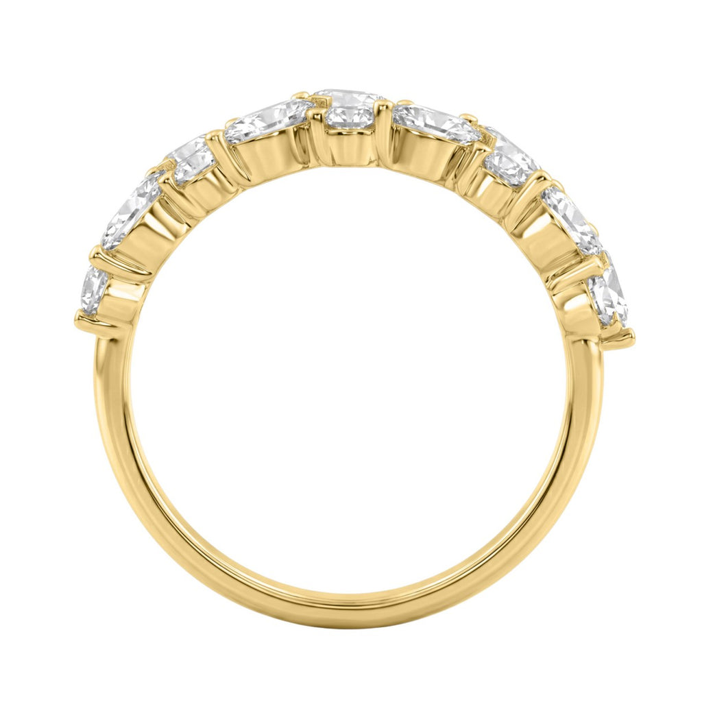 Elegant 14K Yellow Gold 1 1/3Ct Lab Grown Diamond Fashion Ring Alternating Round &amp; Marquise Stones, Ladies Fashion Jewelry (Color F-G -Clarity Vs1/Vs2)