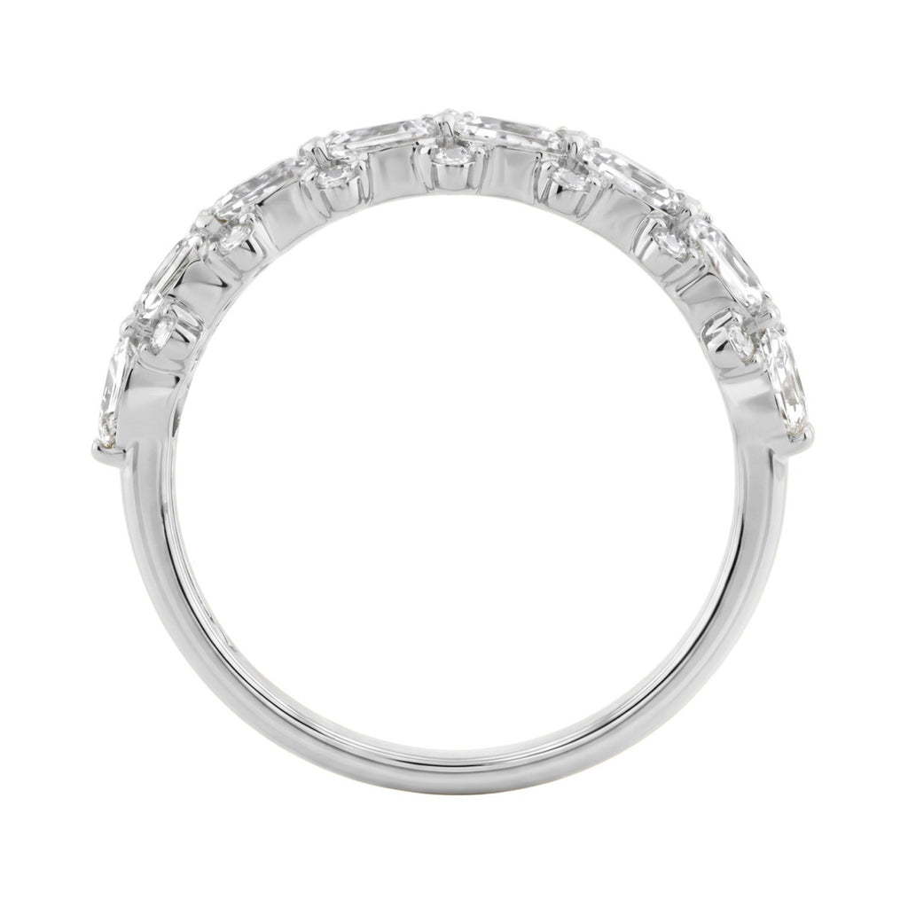 Elegant 14K White Gold 1 3/4Ct Lab Grown Diamond Fashion Ring Alternating Round & Pear Stones, Women Fashion Jewelry (Color F-G -Clarity Vs1/Vs2)