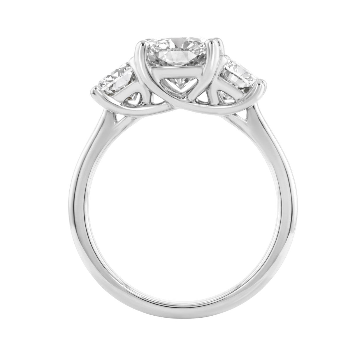 14K White Gold 5.00Ct Radiant  Lab Grown Diamond Ring 3.00Ct Center Stone Emerald Diamond Three Stone Engagement Ring For Women (Color F-G Clarity Vs1/Vs2)